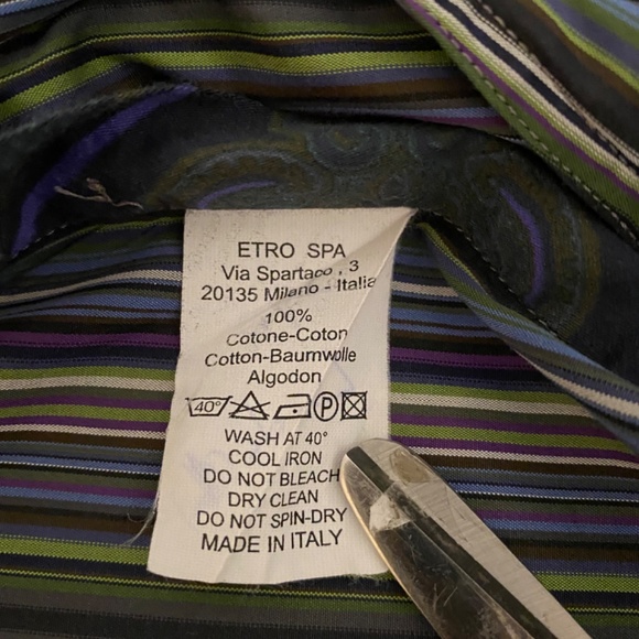ETRO Mens Striped Button Down Shirt Sz 41 - Picture 5 of 8